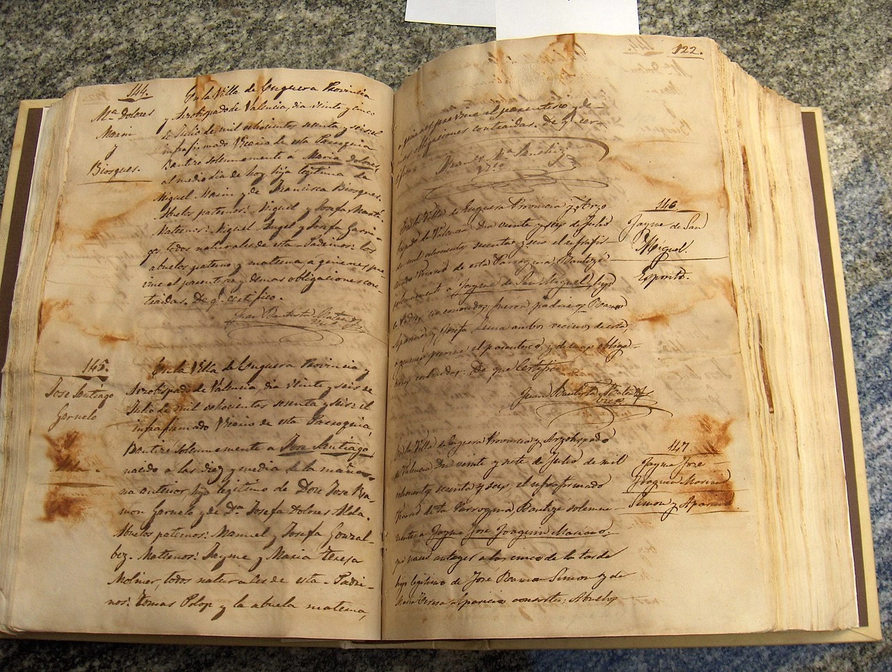 José Garnelo y Alda - Iscrizione di José Santiago Garnelo Alda nei Quinque Libri delle nascite nella parrocchia di San Miguel de Enguera